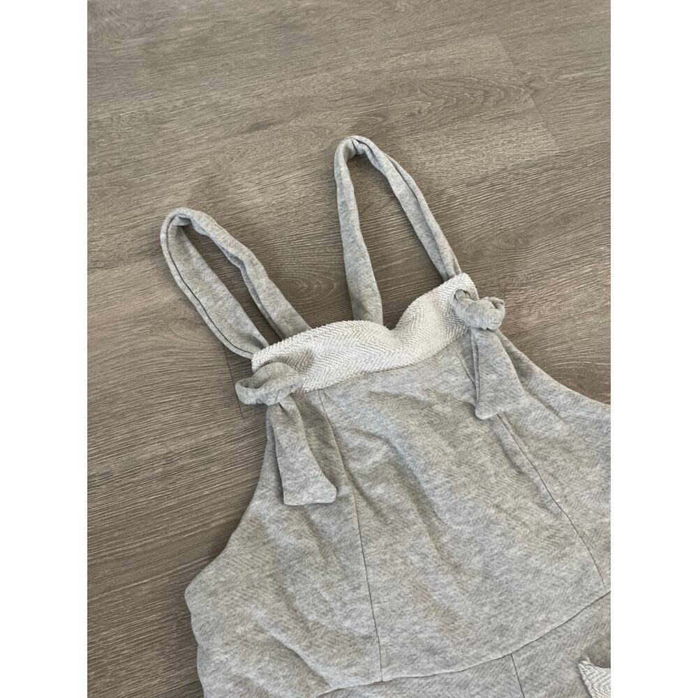 🧺 5 for $25 Sale Bucketlist French Terry Romper Large Gray Tie Strap Casual - Picture 3 of 7